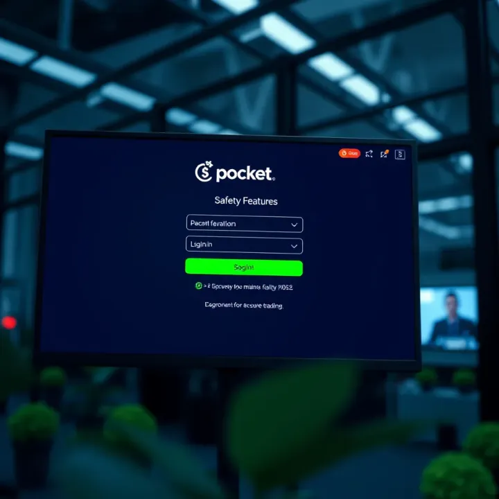 Secure Login Screen of Pocket Option Platform Secure login screen of the Pocket Option trading platform highlighting safety features