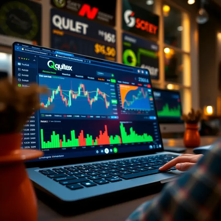 Quotex Demo Account Dashboard Overview User interface displaying Quotex demo account dashboard with trading charts and financial tools