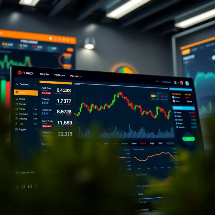 Dashboard view of IQ Forex platform showing currency trading options and real-time market data