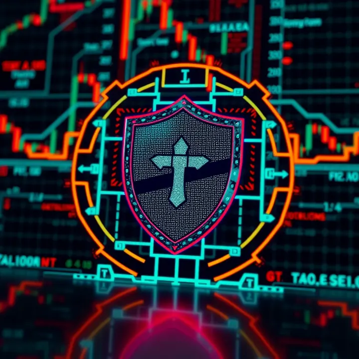 Security shield symbol with digital background representing safety and trust in financial mobile applications