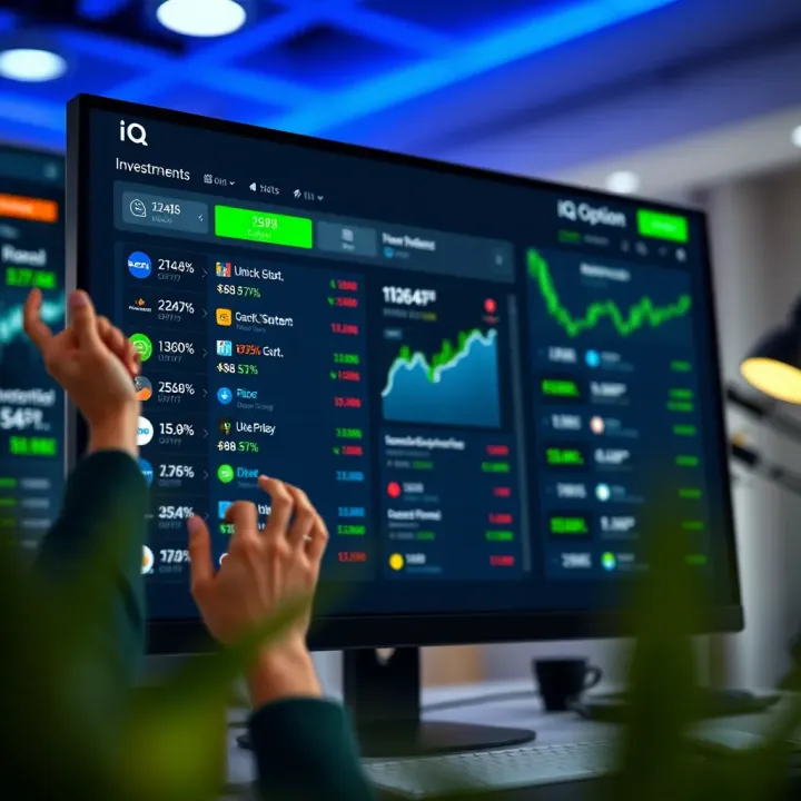 Interface showing various investment options on IQ Option platform