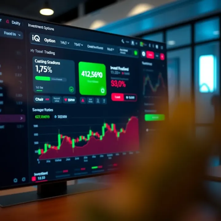 IQ Option Platform Dashboard with Investment Options Dashboard view showcasing investment options and trading charts on the IQ Option platform
