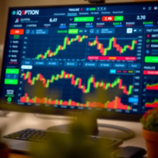 Iq Option trading platform dashboard showing financial charts and investment options