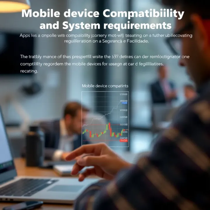 Graphic depicting mobile device compatibility and system requirements for a trading platform application