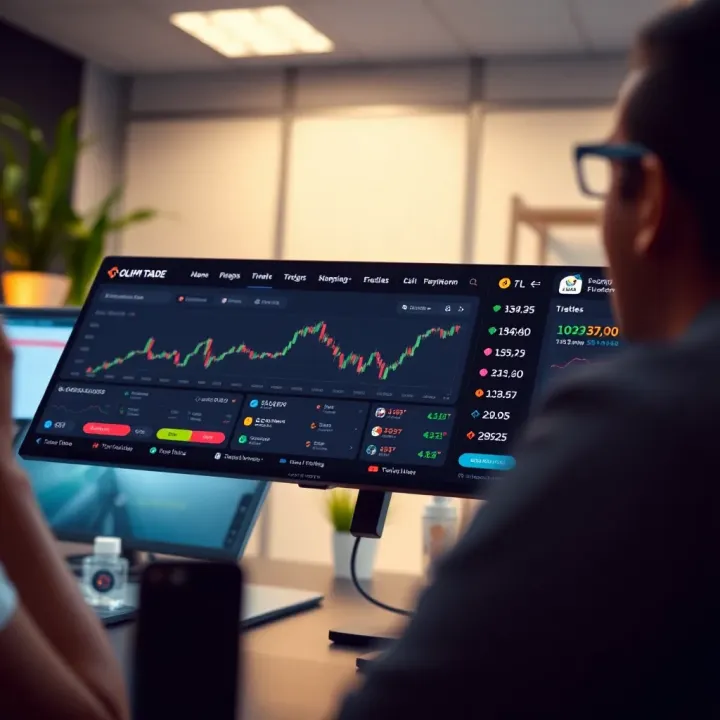 Dashboard of Olimp Trade showing financial charts and trading options