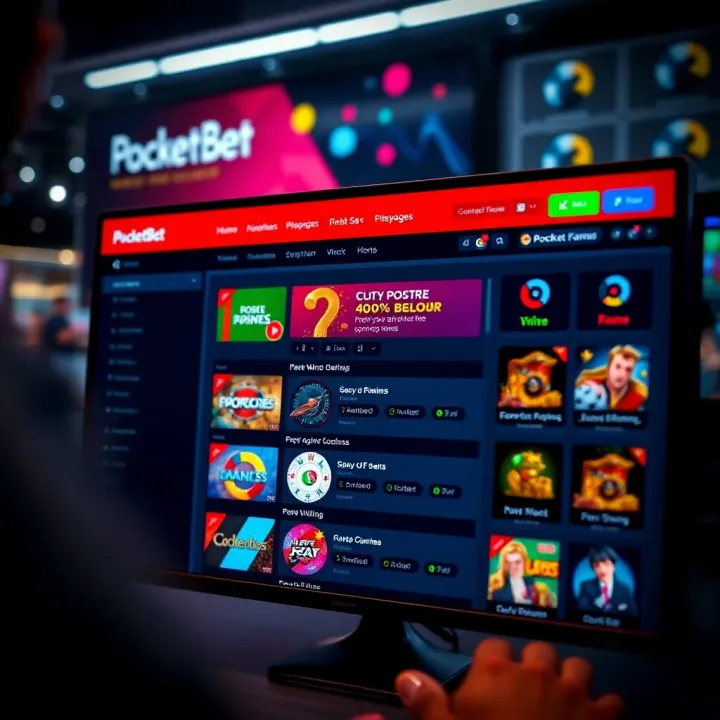 Pocket Bet Platform Interface Overview Illustration of the Pocket Bet platform interface displaying various betting options and game selections