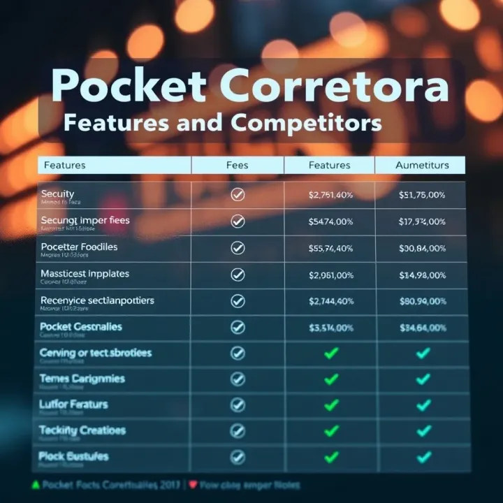 Comparison chart illustrating Pocket Corretora's fees, security features, and services versus other brokers