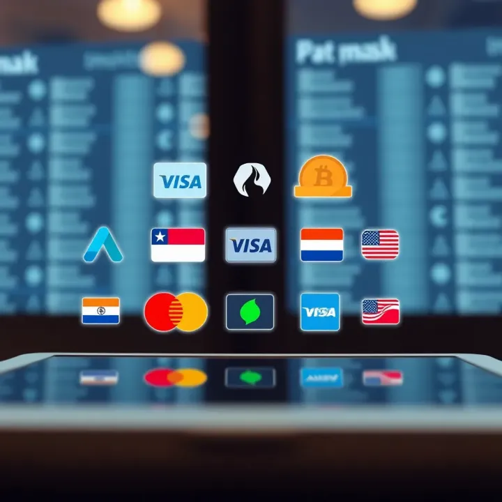 Illustration of multiple digital payment methods supported by Pocket Option platform