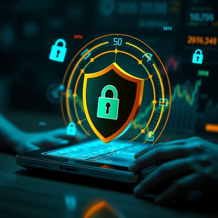 Security and Efficiency of Payments on Pocket Option Platform Conceptual graphic showing secure online transaction with shield and funds transfer