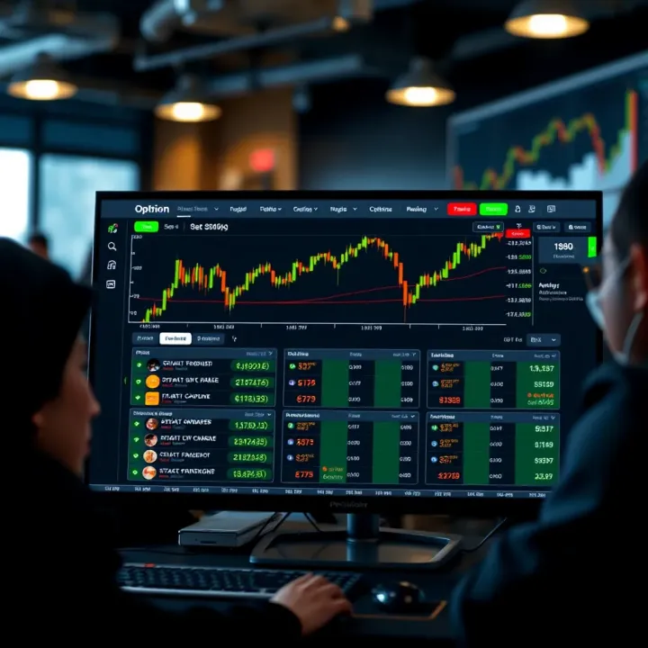 Overview of PocketOption binary options trading platform interface showing different asset types and trading options