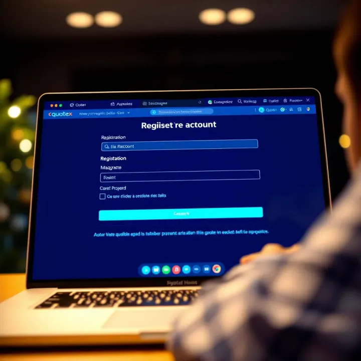 User interface showing the account registration form on Quotex platform
