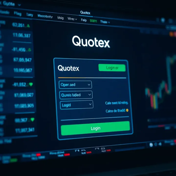 Secure login interface of Quotex trading platform showing user access fields