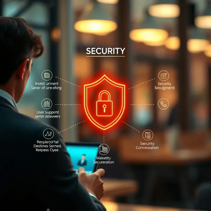 Diagram highlighting security measures and user support options on Quotex Entra