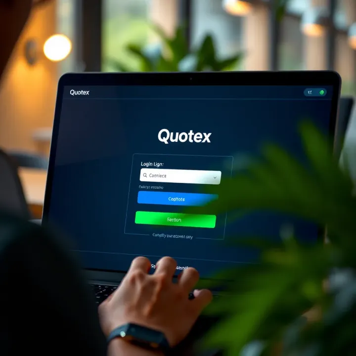 User interface displaying Quotex login screen with secure access features