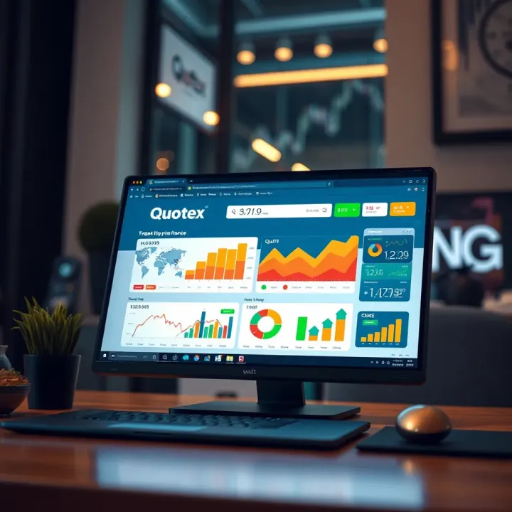 Visual representation of Quotex platform displaying vibrant PNG graphics for digital marketing