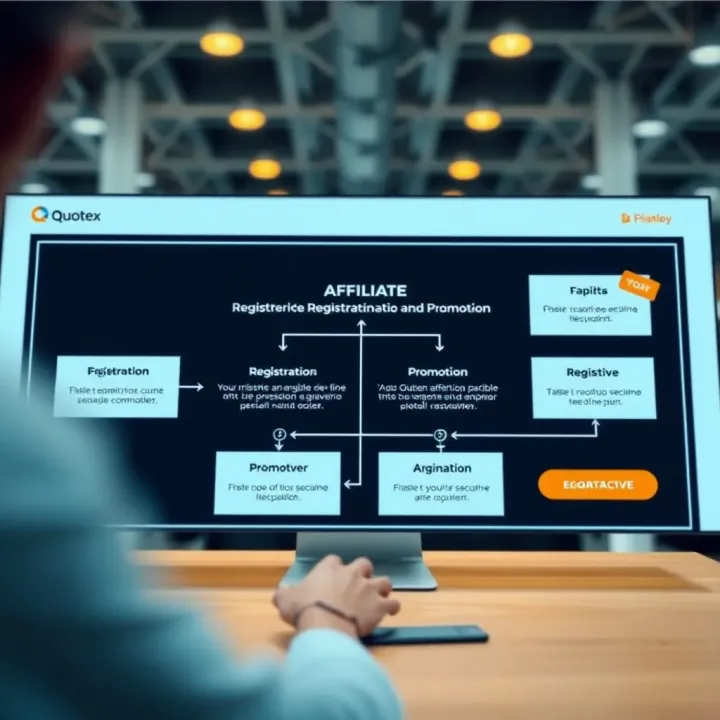Flowchart showing registration and promotional strategies for Quotex affiliates