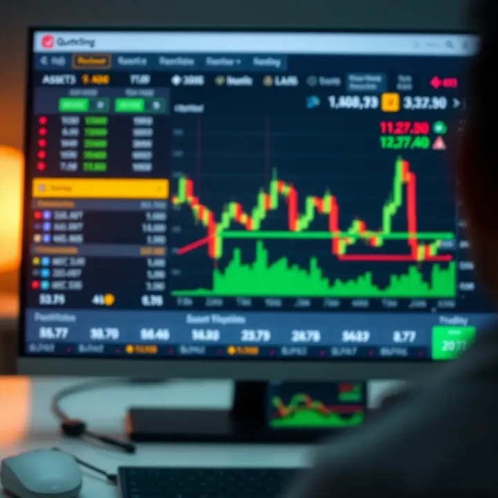 Interface of Quotex Sing trading platform showing asset selection and market charts
