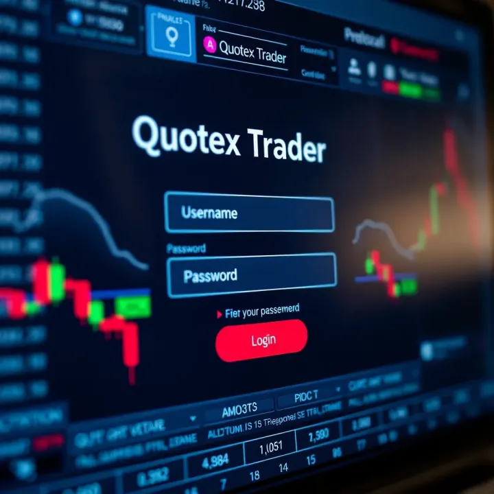 Secure login screen for Quotex Trader platform showing username and password fields