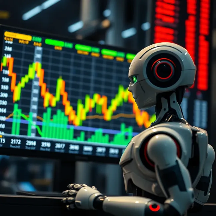 Conceptual representation of a reliable Forex trading robot on a futuristic screen