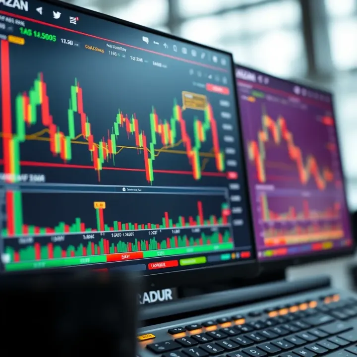 Detailed view of an online trading platform interface displaying charts and market data
