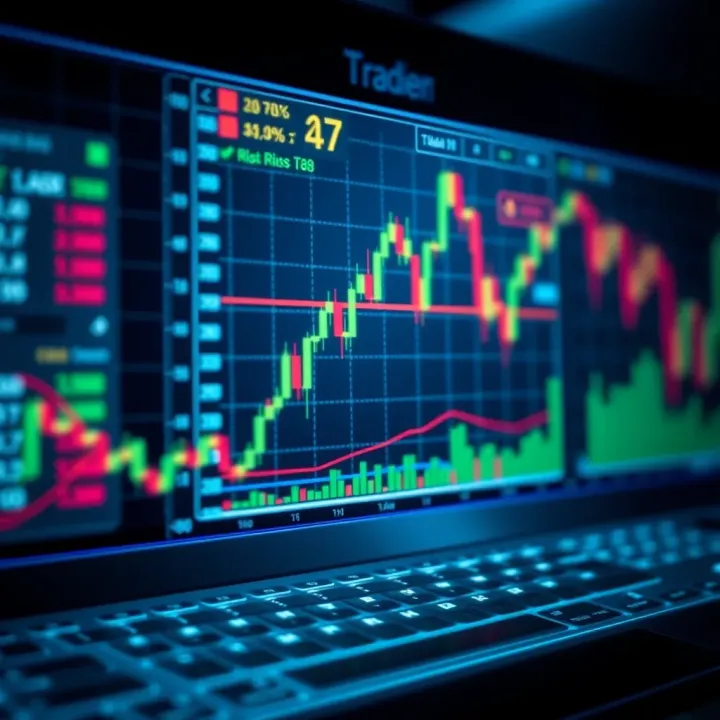 Risk Management Techniques in Digital Trading Graph showing risk management strategies with trend lines and risk controls