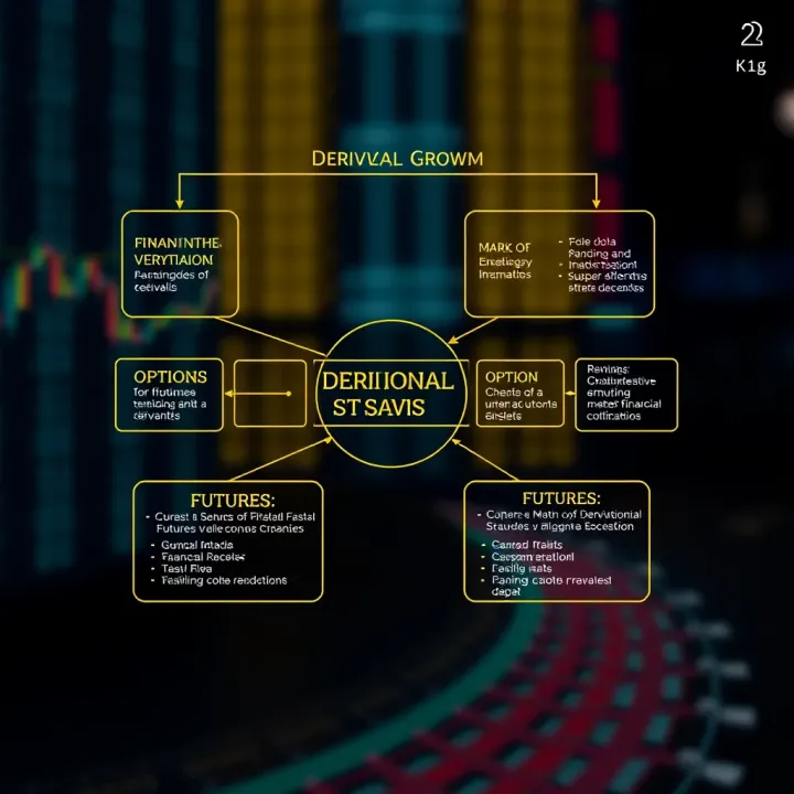 Overview of Financial Derivatives and Their Types Diagram illustrating various types of financial derivatives including options, futures, and swaps connected through market mechanisms