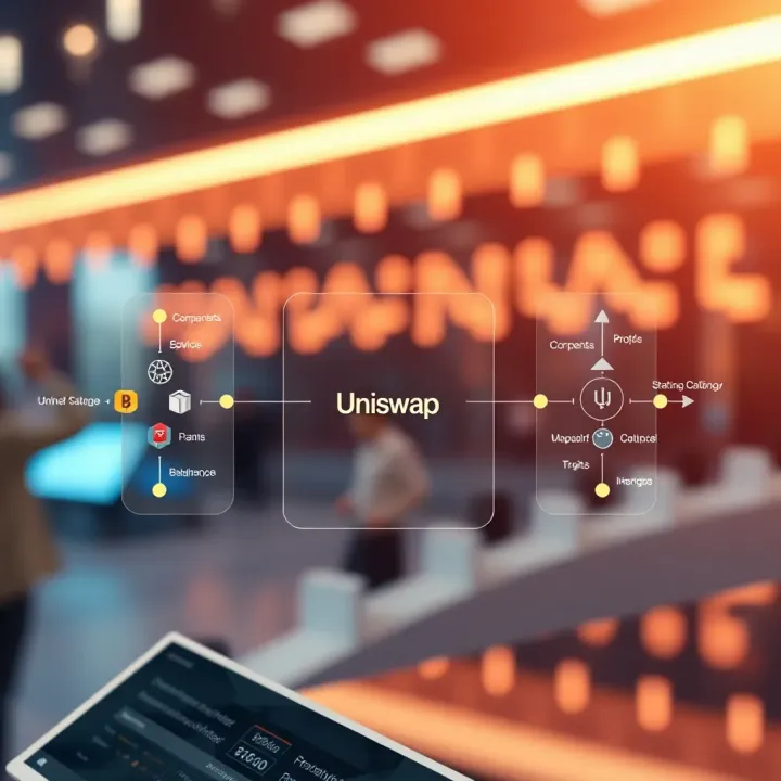 Key Components and Mechanisms of Uniswap Platform Diagram illustrating the key components and mechanisms of the Uniswap decentralized exchange platform