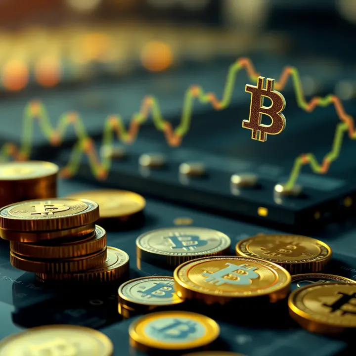 Illustration of virtual currency symbols representing risk-free investment practice